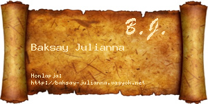 Baksay Julianna névjegykártya