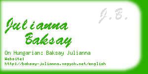 julianna baksay business card